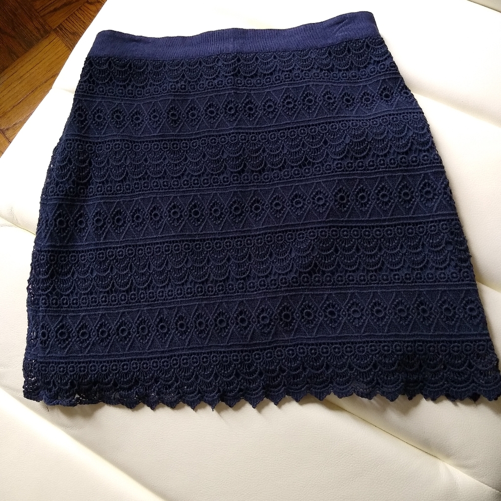 Loft navy lace skirt